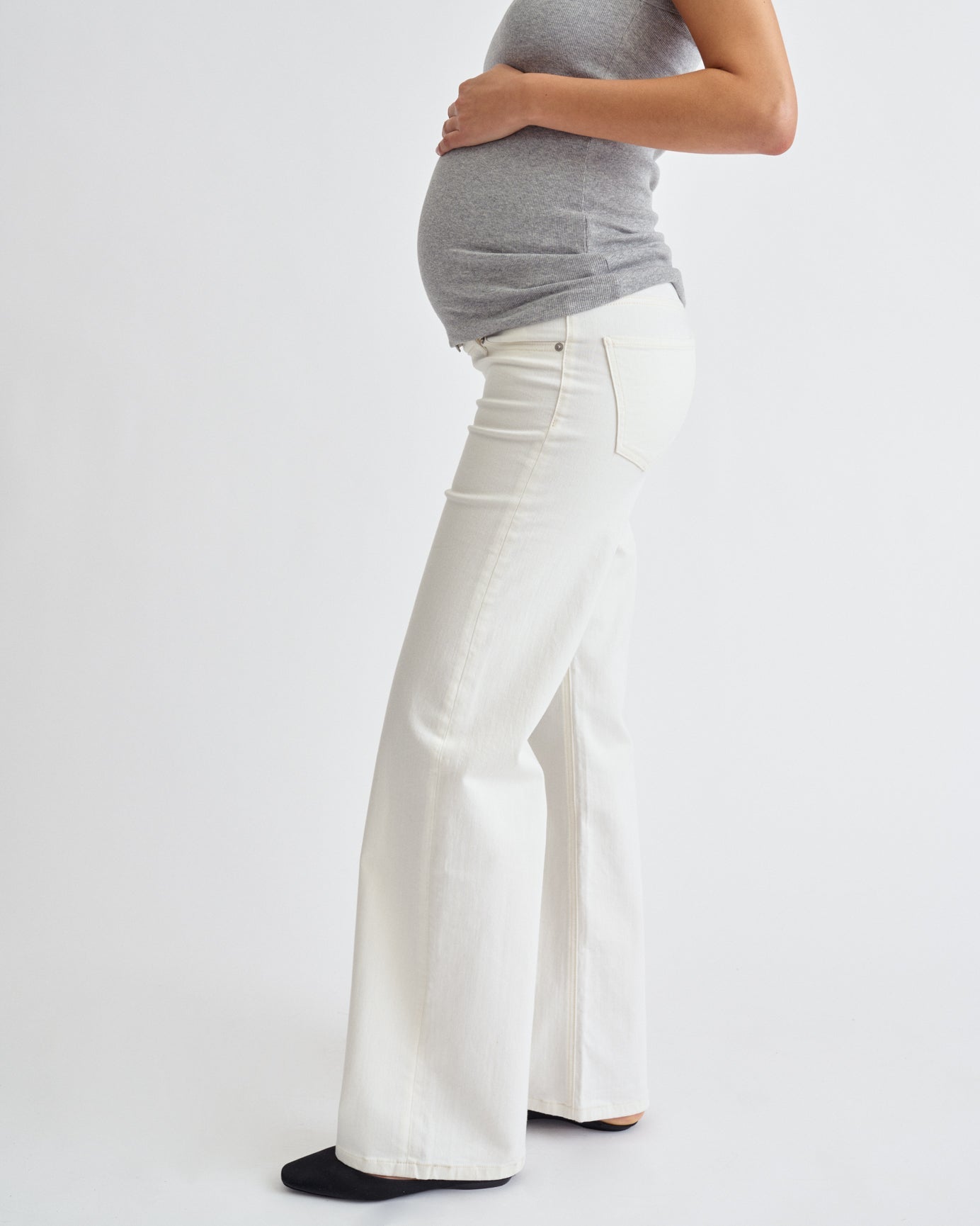 white maternity dress pants 03 Wide Fit