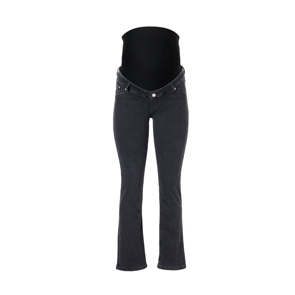 Washed Black straight leg cut maternity denim with belly band