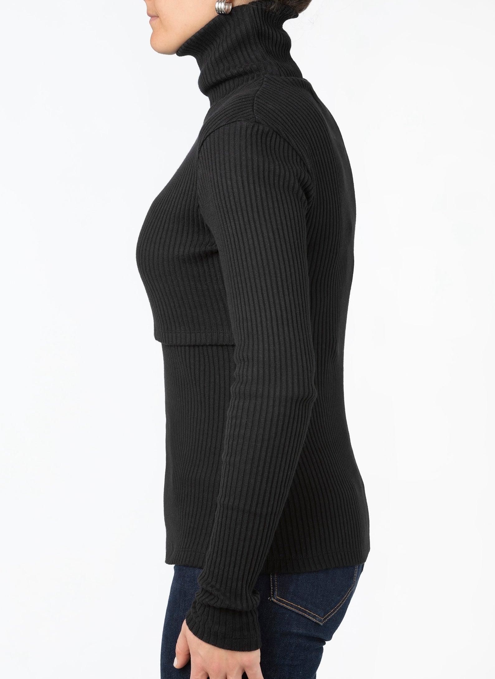 Ilouity Ribbed Nursing Turtleneck Long Sleeve Knit