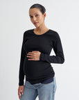 Ribbed Pregnancy Long Sleeve (Black/White)