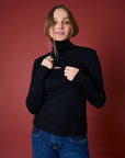 Ribbed Nursing Turtleneck Long Sleeve Knit