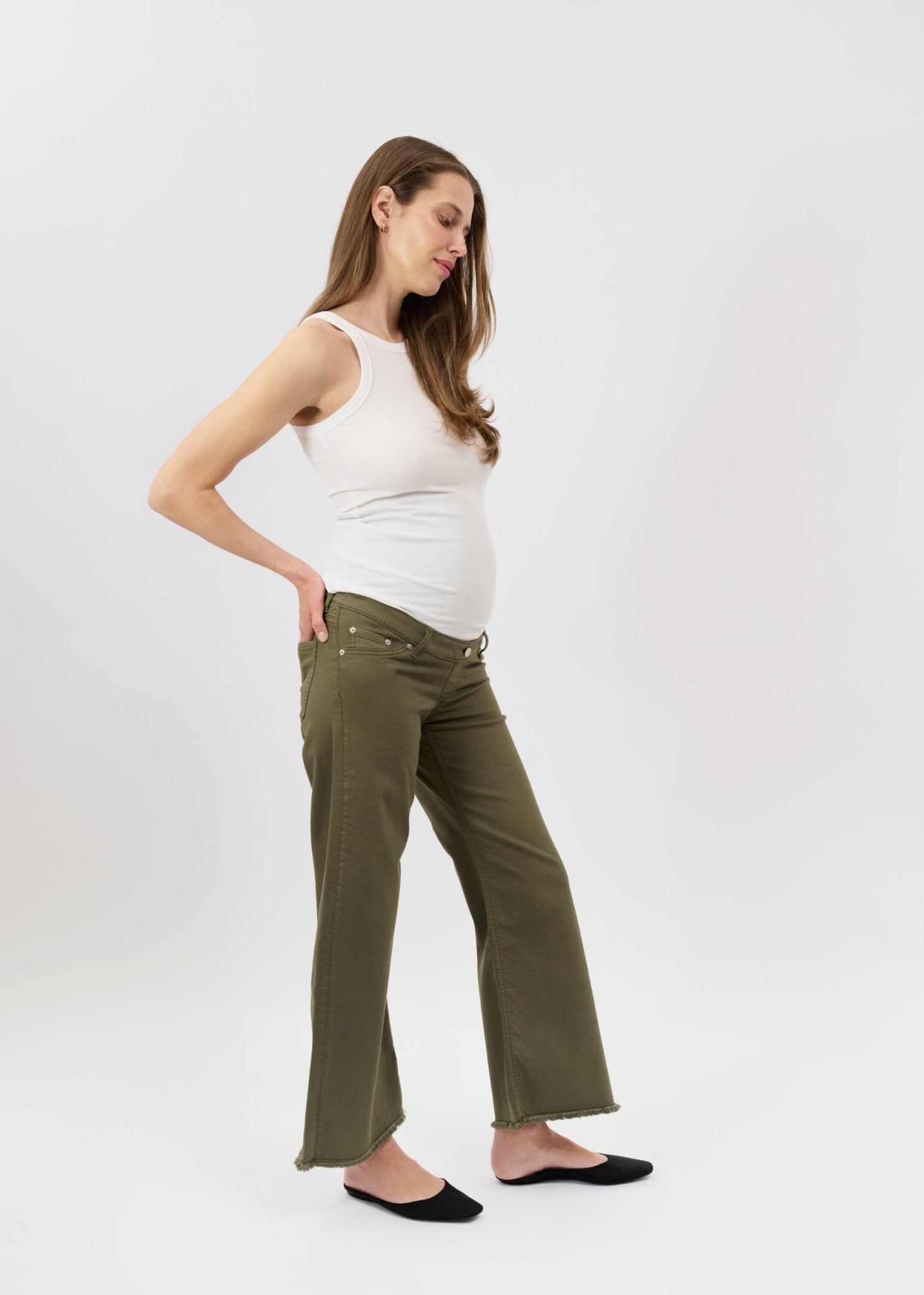 03 Wide Raw Hem - Army Green - Ilouity