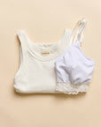 The Ultimate Nursing Combo - White (Ribbed Nursing Tank and Cross-back Bra)