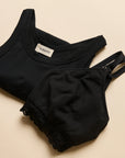 The Ultimate Nursing Combo - Black/Grey (Ribbed Nursing Tank and Cross-back Bra)