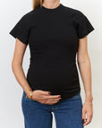 Ribbed Pregnancy Short Sleeve (Black/White)