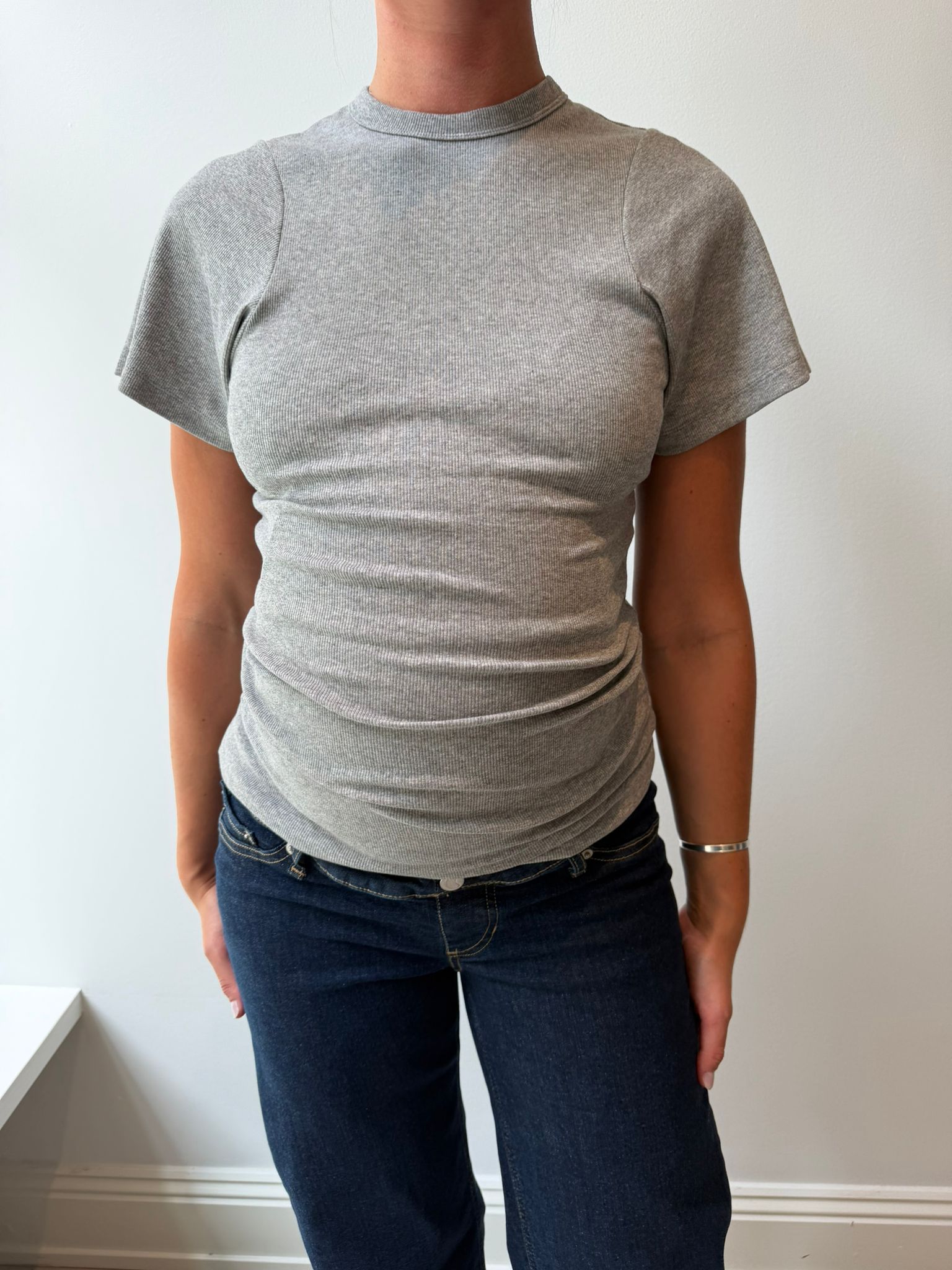 Ribbed Pregnancy Short Sleeve (Black/White/Grey Melange) - Ilouity