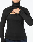 Ribbed Nursing Turtleneck Long Sleeve Knit