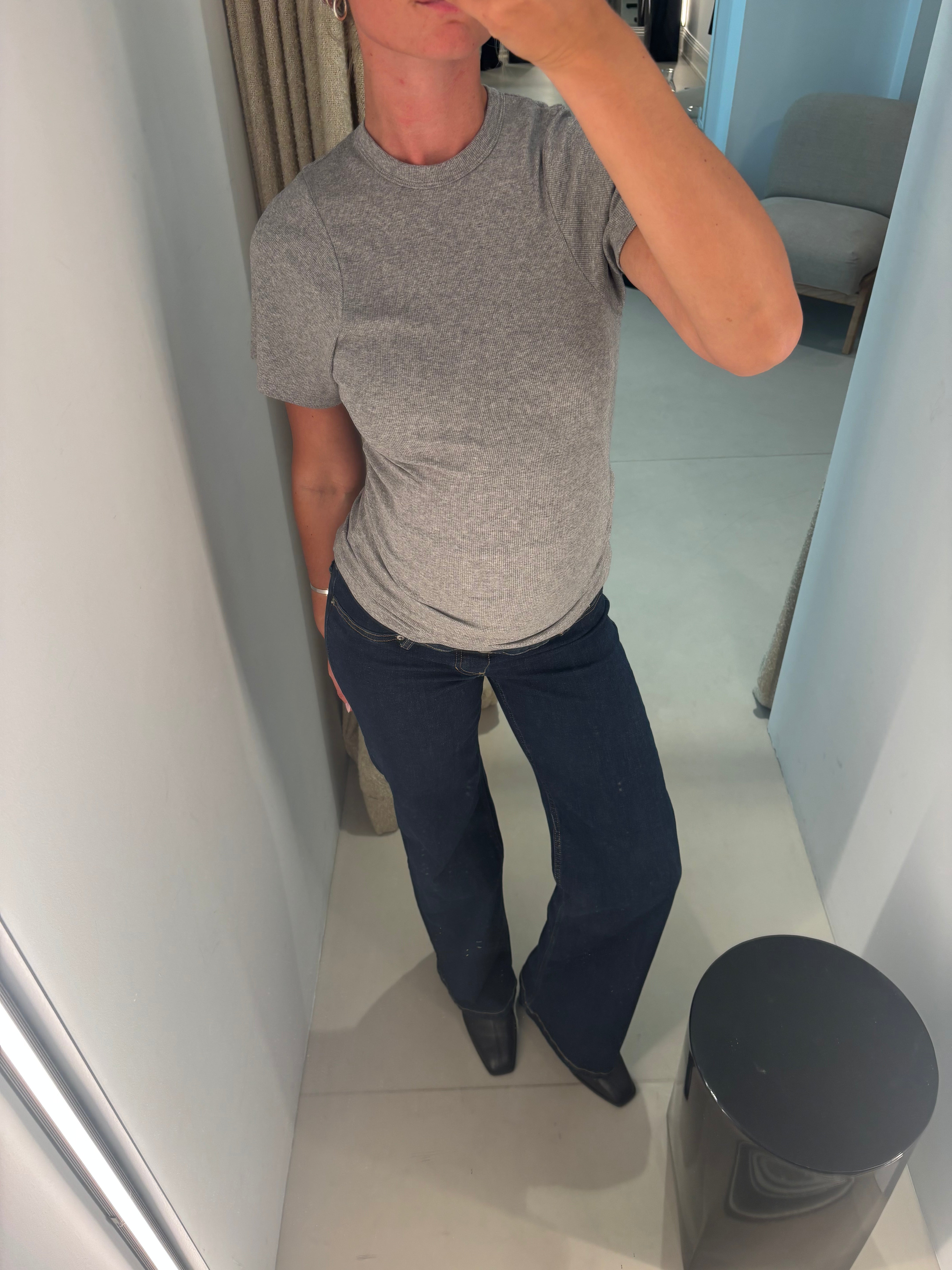 Ribbed Pregnancy Short Sleeve (Black/White/Grey Melange)