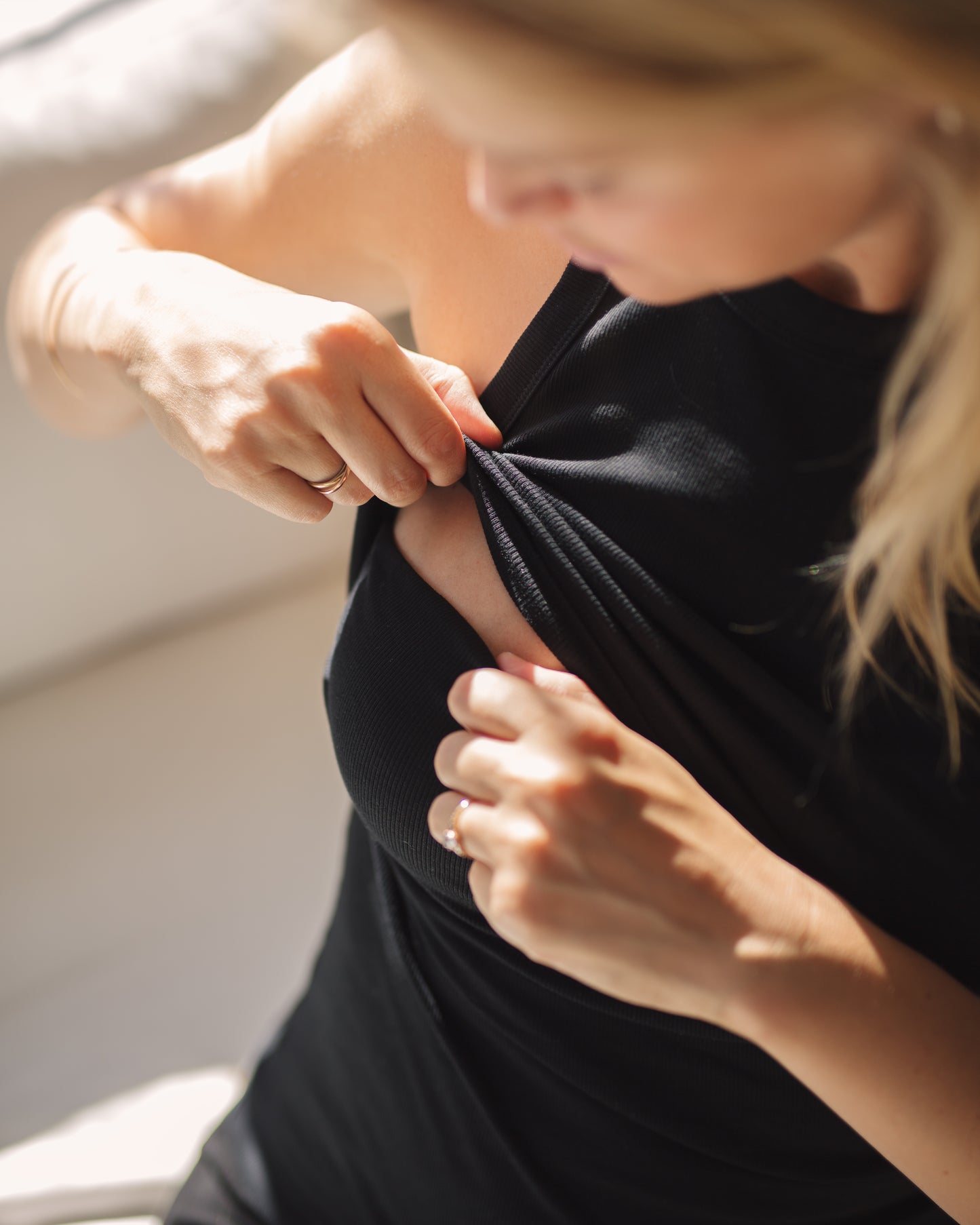 Ribbed Nursing Tank - Black