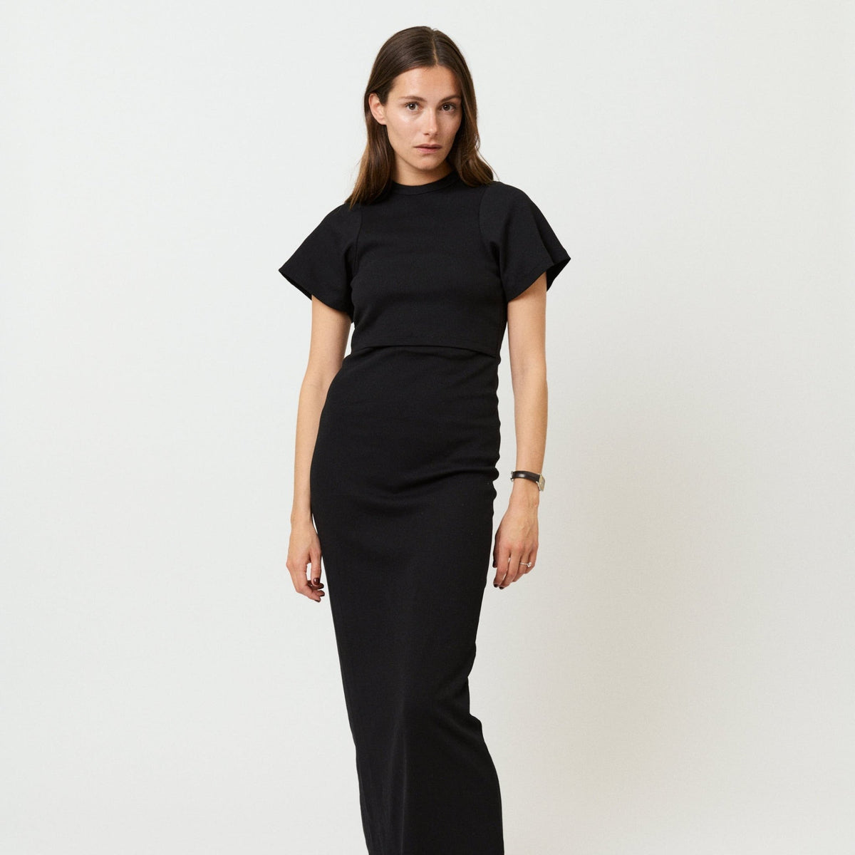 Easy-Open: Ribbed Shortsleeve Dress - Ilouity