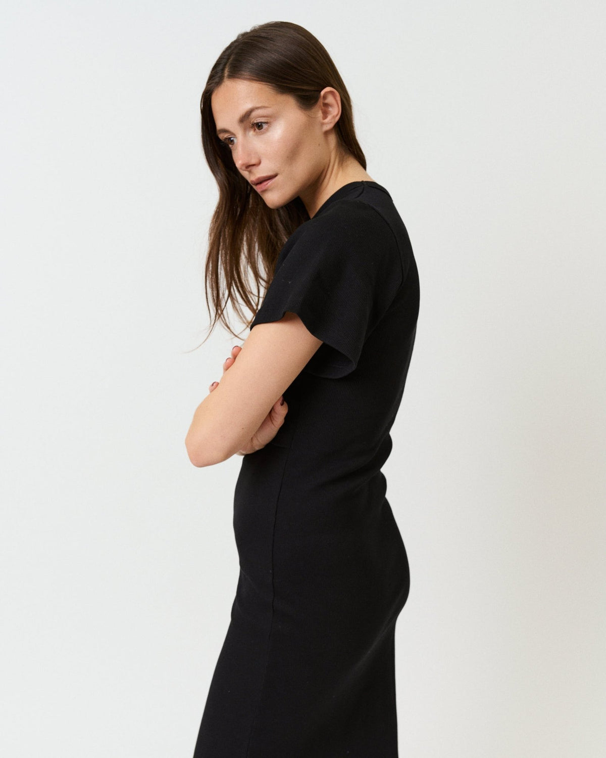 Easy-Open: Ribbed Shortsleeve Dress - Ilouity