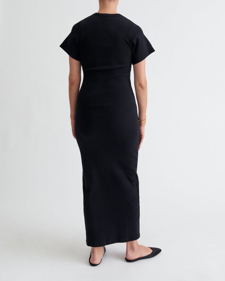 Easy-Open: Ribbed Shortsleeve Dress - Ilouity