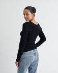 Ribbed Pregnancy Long Sleeve (Black/White)