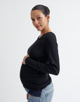 Ribbed Pregnancy Long Sleeve (Black/White)