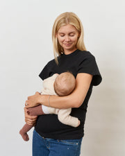 Ribbed Nursing Short Sleeve (White/Black) - Ilouity