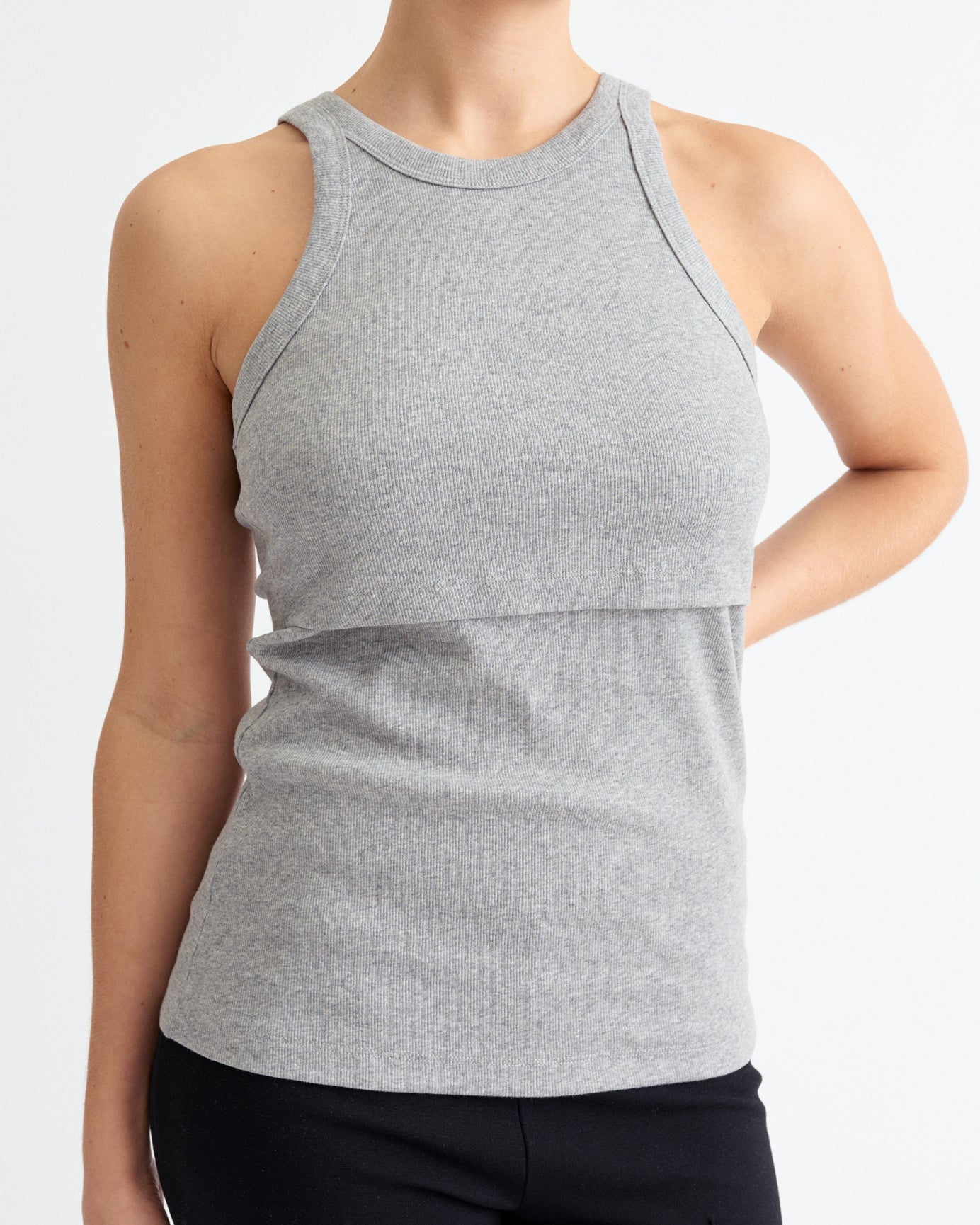 Ribbed Nursing Tanks (2 - pack Grey & White) - Ilouity