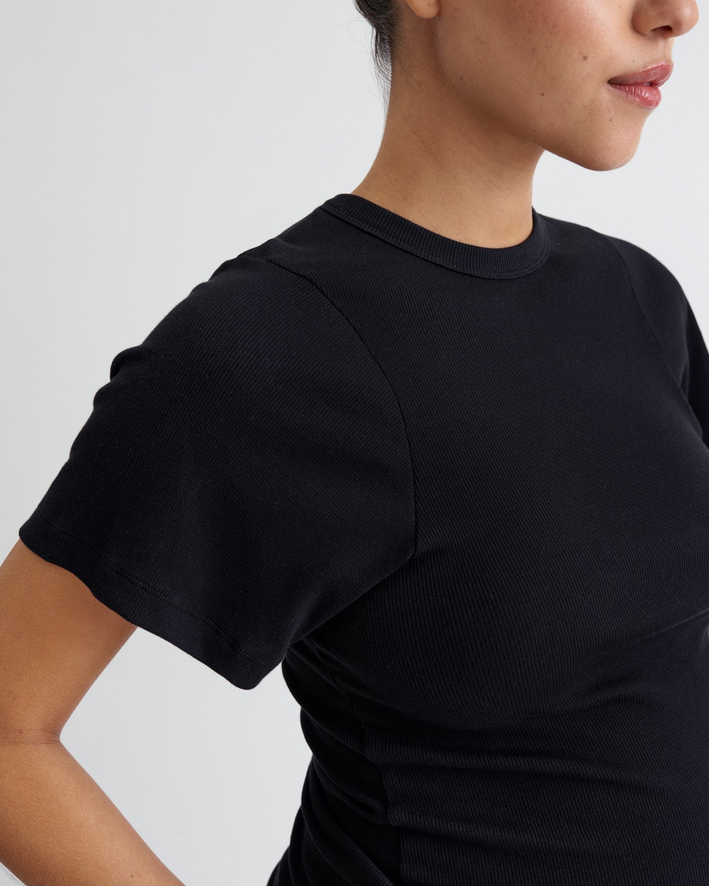 Ribbed Pregnancy Short Sleeve (Black/White) - Ilouity