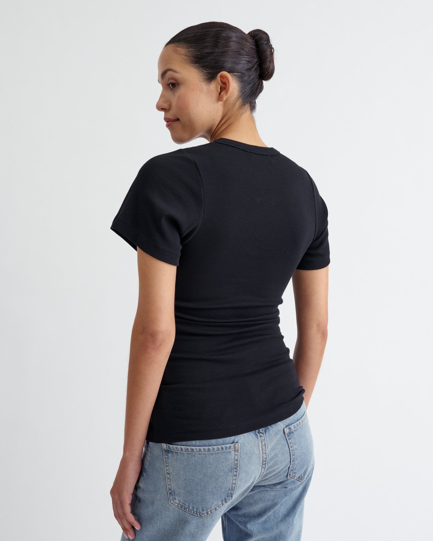 Ribbed Pregnancy Short Sleeve (Black/White) - Ilouity