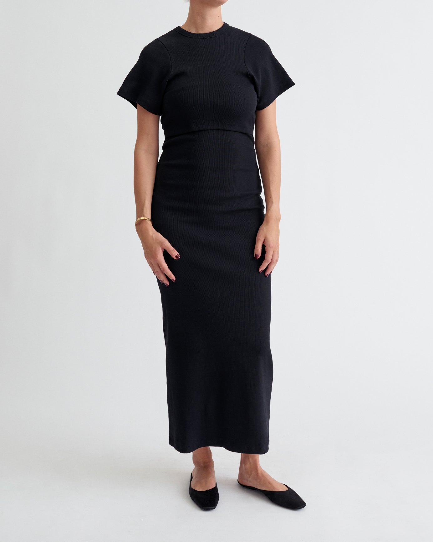 Ribbed Shortsleeve Nursing Dress