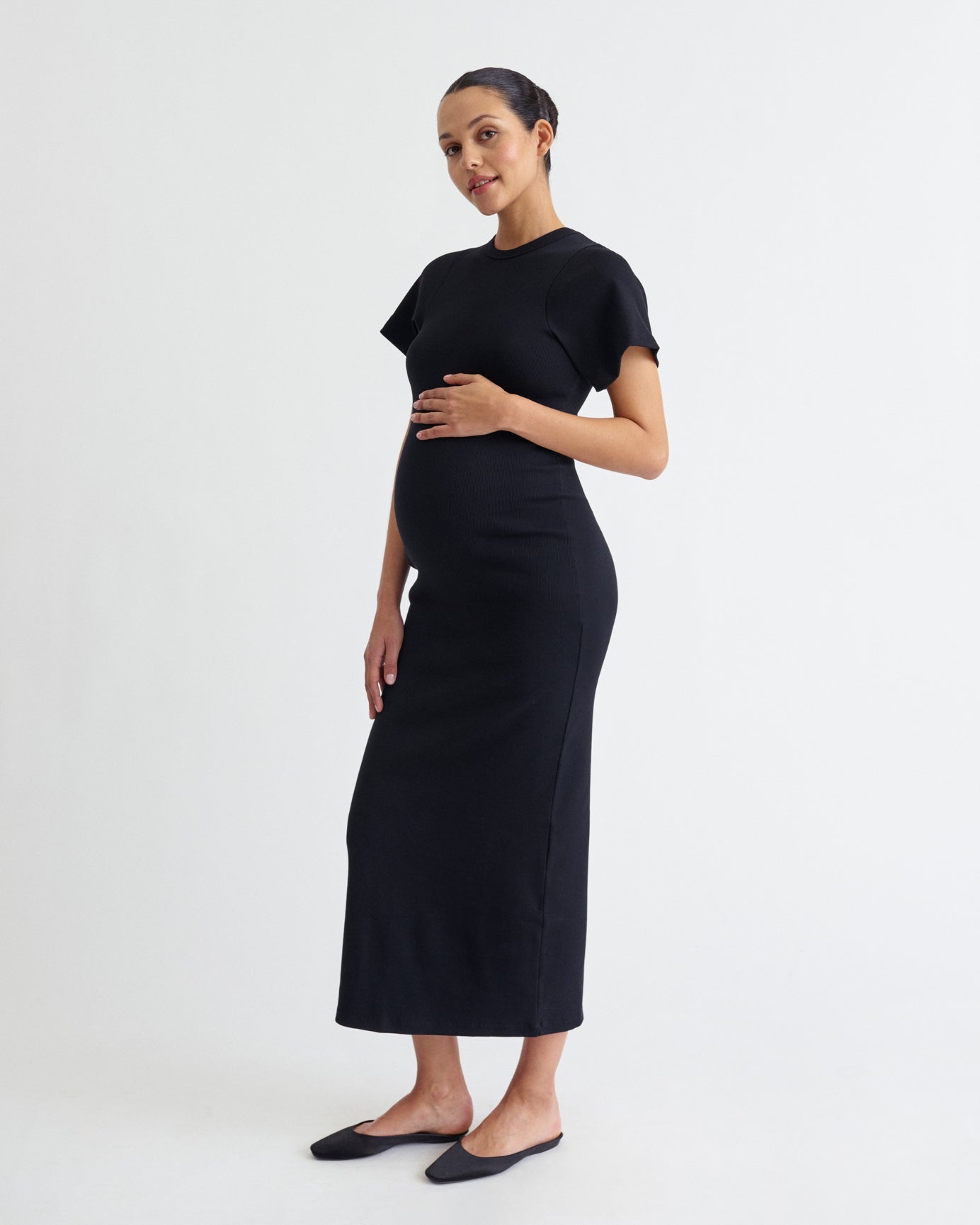 Ribbed Shortsleeve Pregnancy Dress