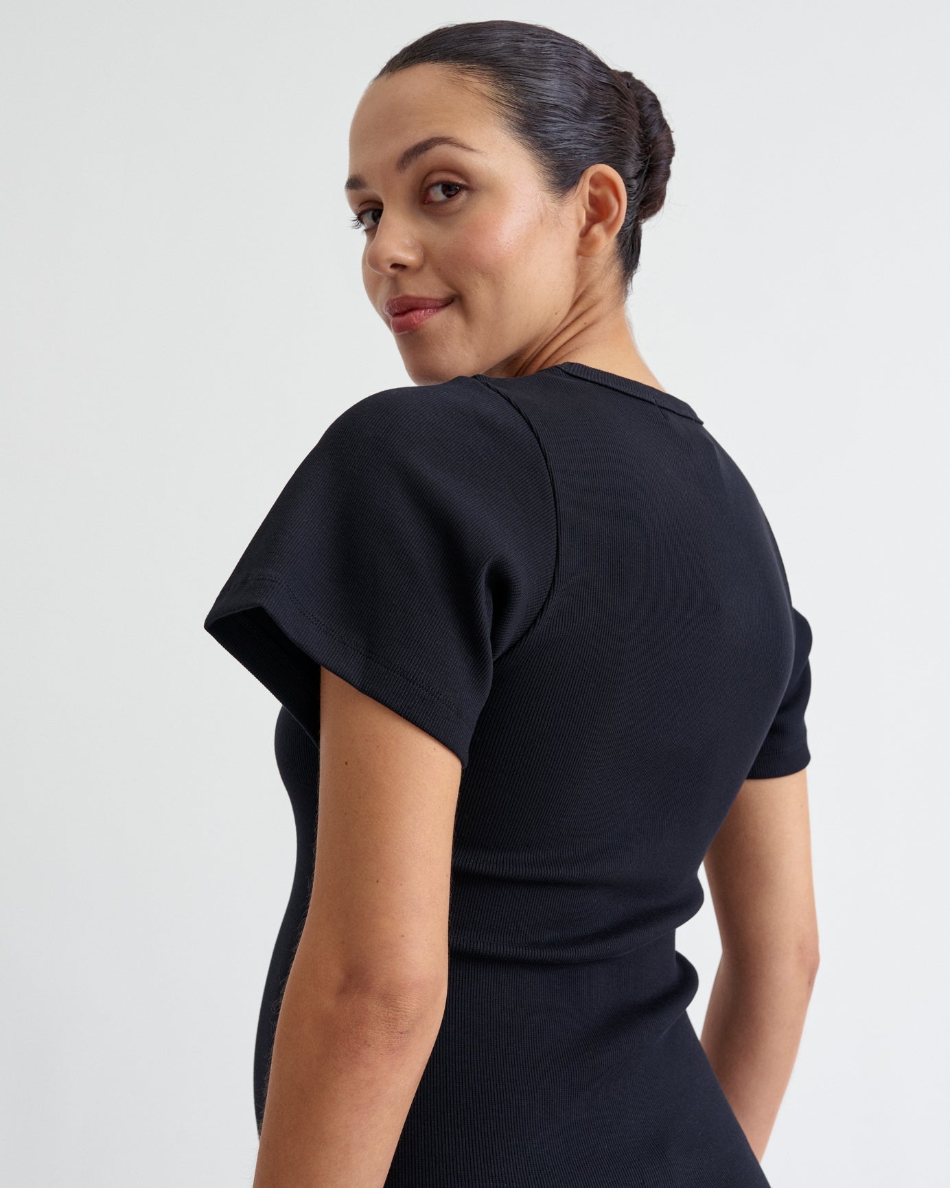 Ribbed Shortsleeve Pregnancy Dress - Ilouity