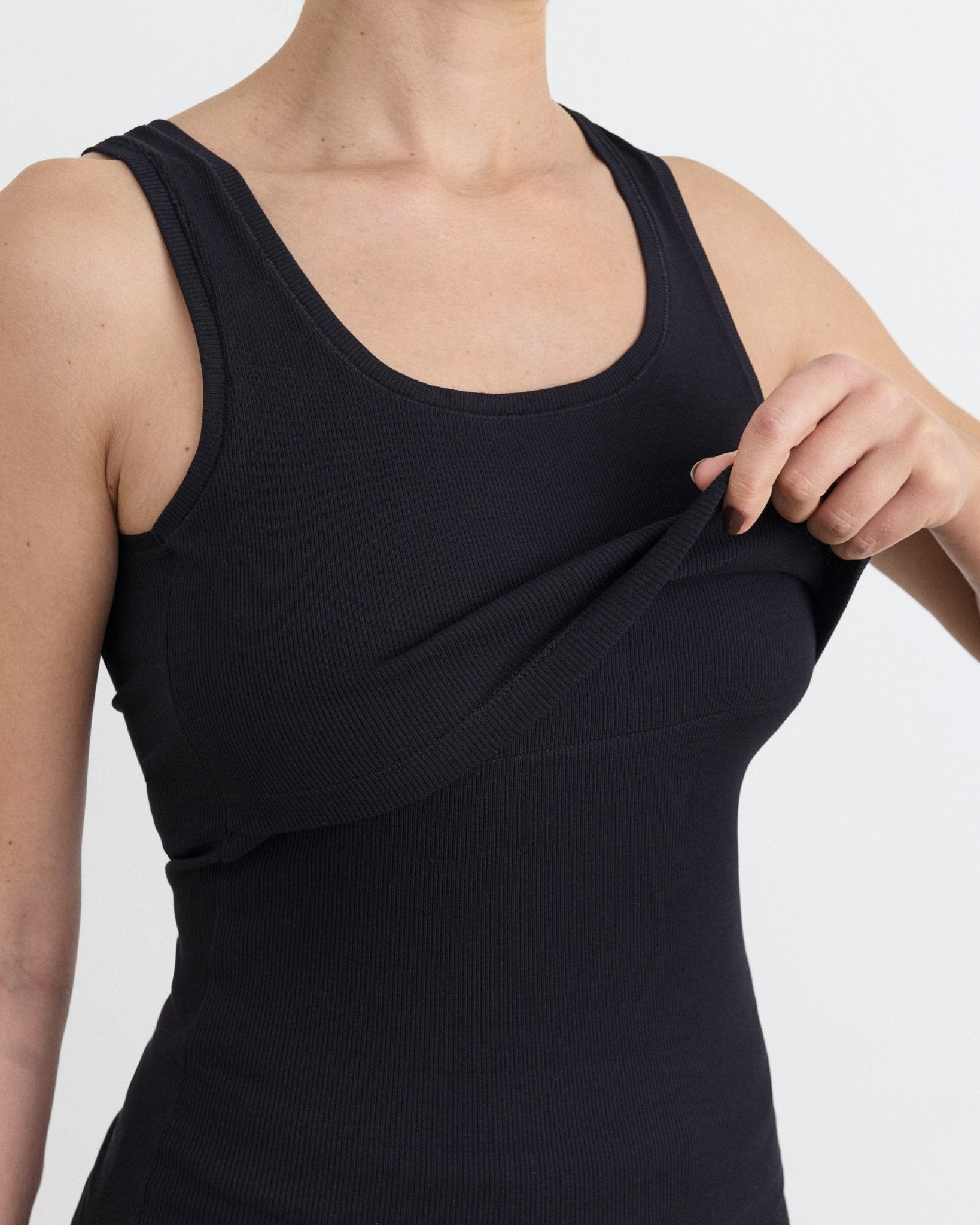 Ribbed Square Neck Nursing Tank - Ilouity