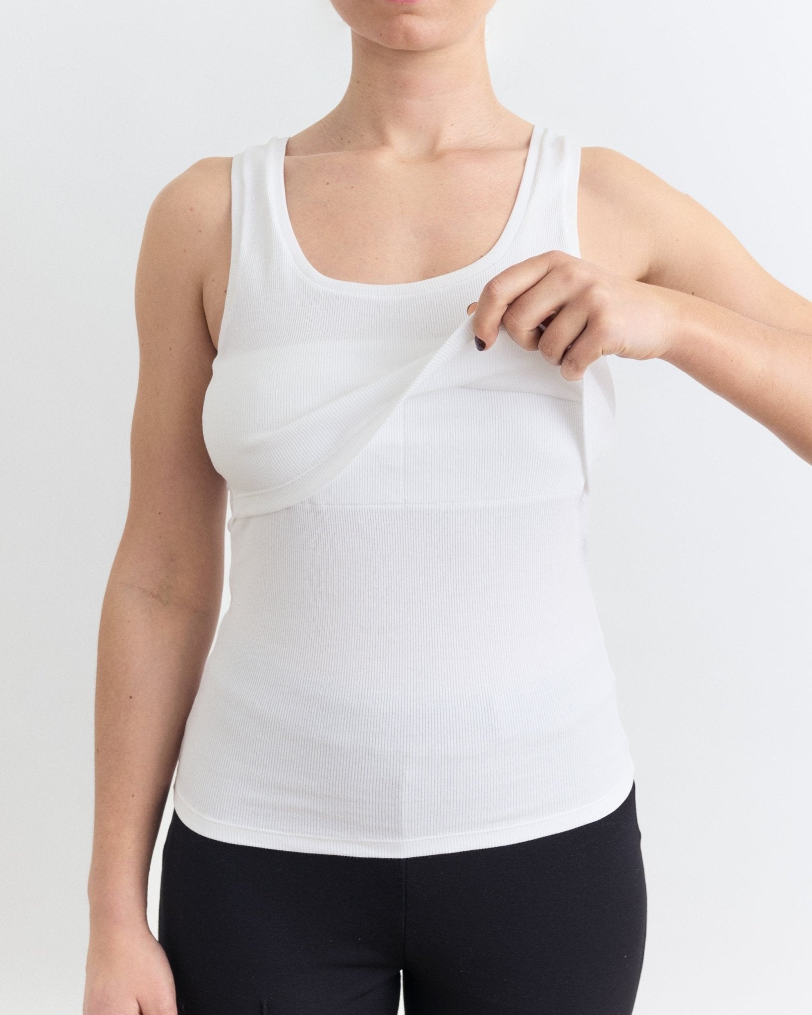 Ribbed Square Neck Nursing Tank - Ilouity