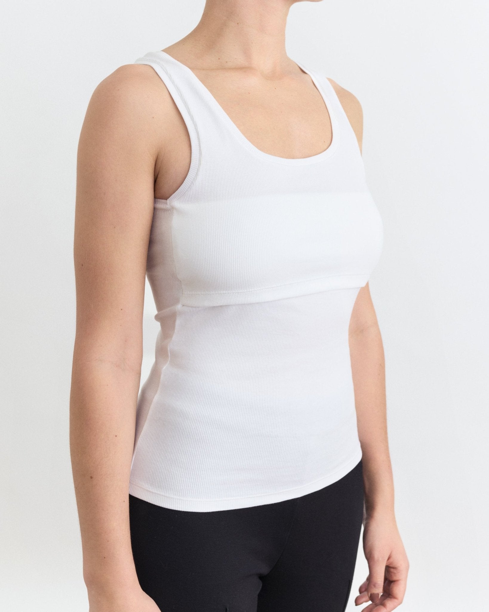 Ribbed Square Neck Nursing Tank - Ilouity