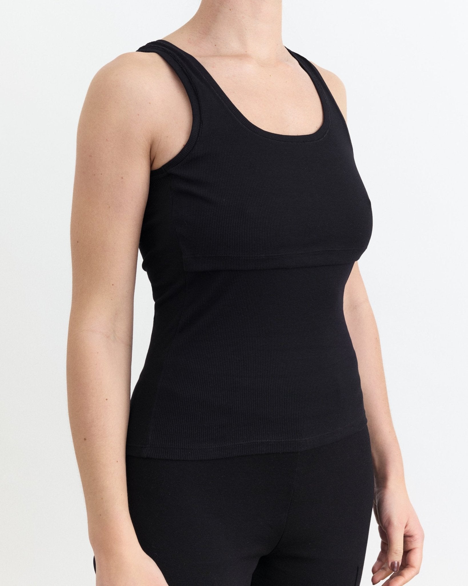Ribbed Square Neck Nursing Tank - Ilouity