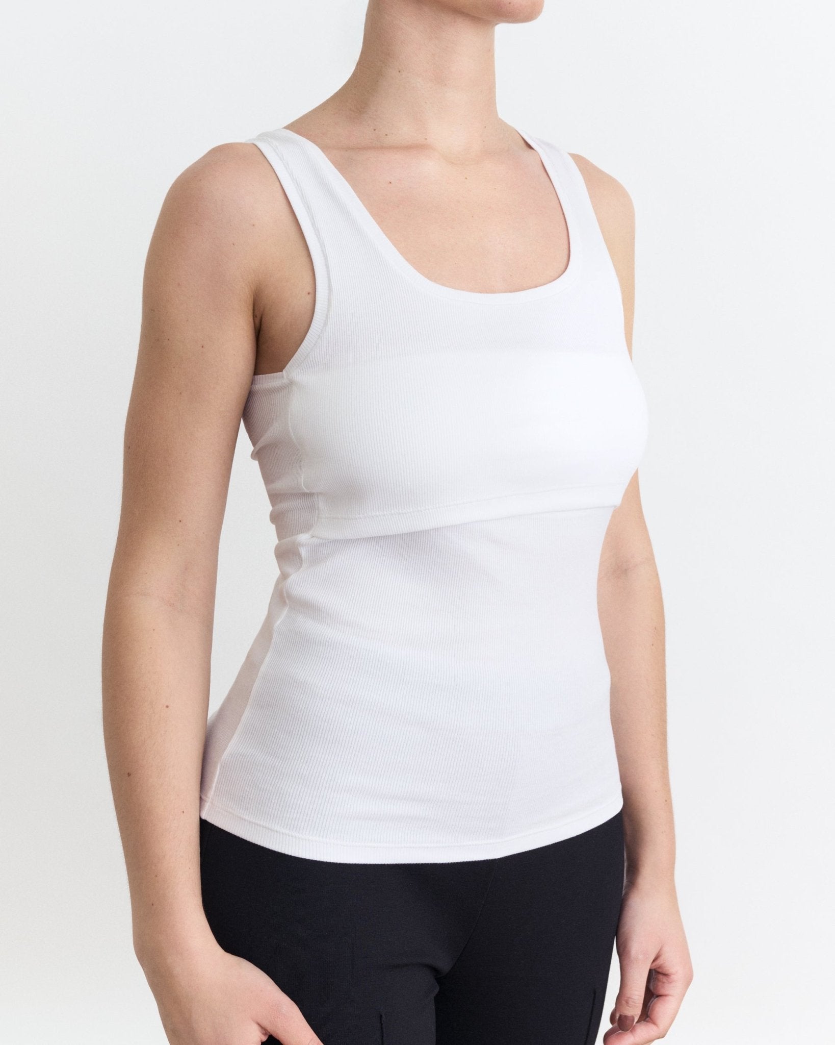 Ribbed Square Neck Nursing Tank - Ilouity