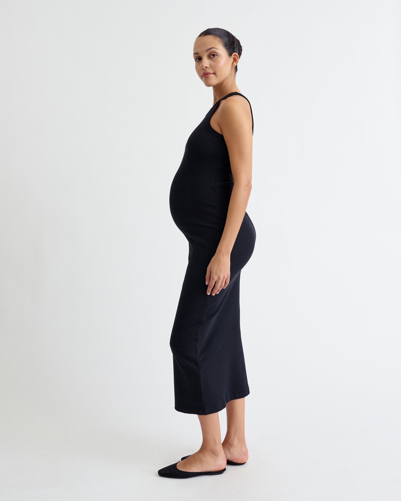 Ribbed Tank Pregnancy Dress in Black – Ilouity