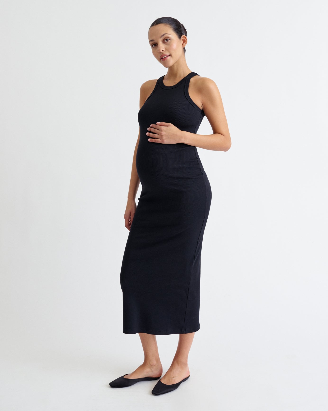Ribbed Tank Pregnancy Dress in Black – Ilouity