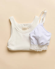 The Ultimate Nursing Combo - White (Ribbed Nursing Tank and Cross - back Bra) - Ilouity